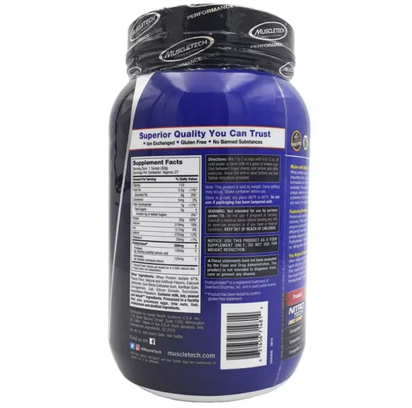 MuscleTech Nitro Tech 100% ISO Whey 818g Facts