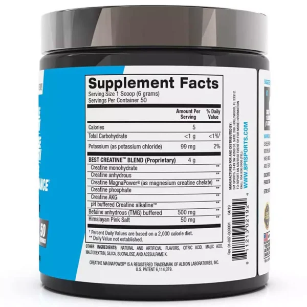 BPI Best Creatine Fruit Punch 50 Servings Facts