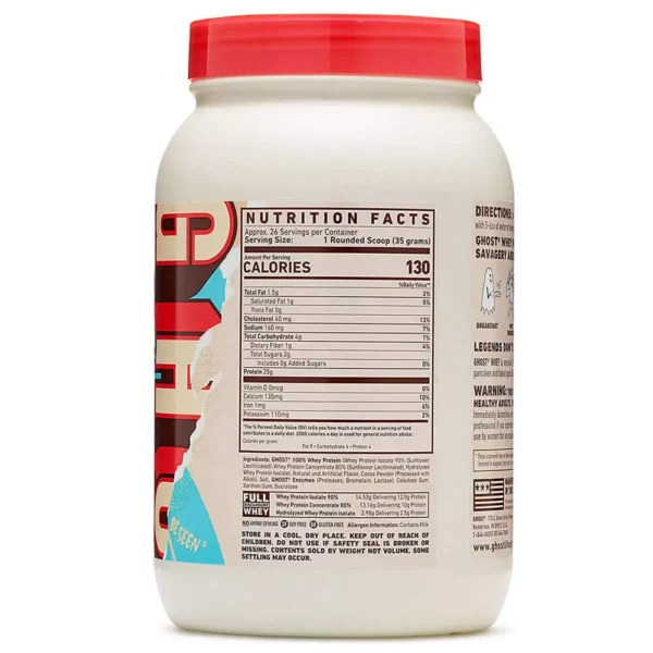 Ghost Whey Protein 2.2lb Facts
