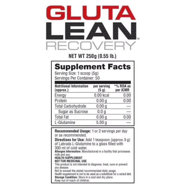 Labrada Gluta Lean 50 Servings 250g Facts