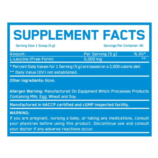 Everbuild Pure Leucine 5000 Unflavored 200g Facts