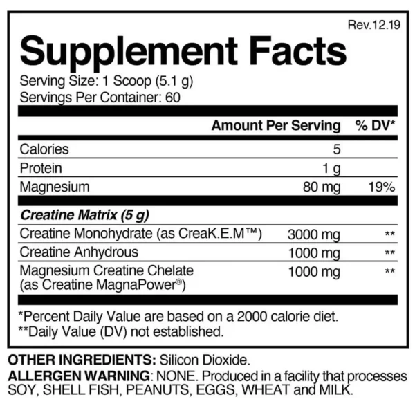 Evogen Creatine Essential Unflavored 414g Facts