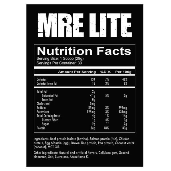 Redcon1 MRE Lite 870g Facts