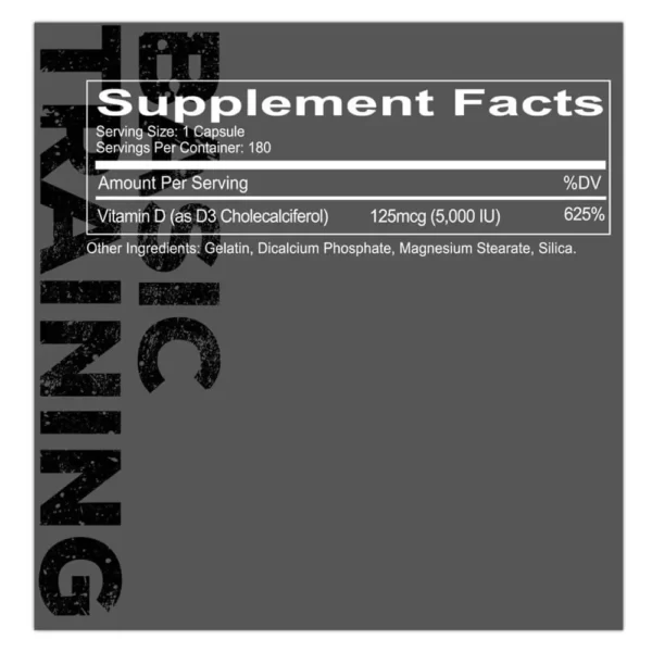 Redcon1 Vitamin D3 125mcg 180 Capsules Facts