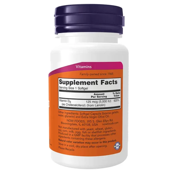 Now Vitamin D3 2000 IU 120 Softgels Facts