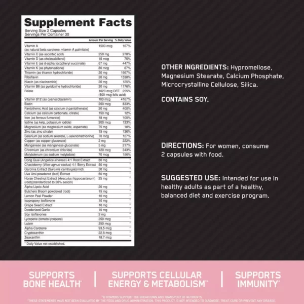 ON Opti-Women Capsules Facts