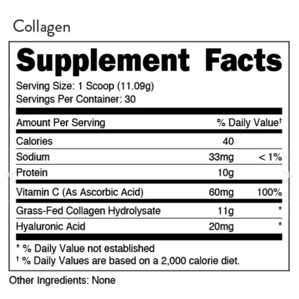 Bucked Up Collagen Unflavored 30 Servings 332g Facts
