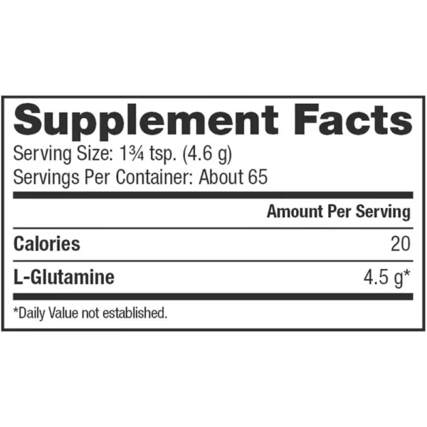 Dymatize Glutamine Micronized Unflavored 300g Facts