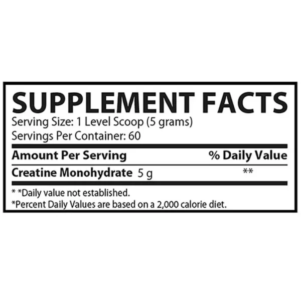 Muscle Rulz Creatine Micronized 60 Servings 300g Facts
