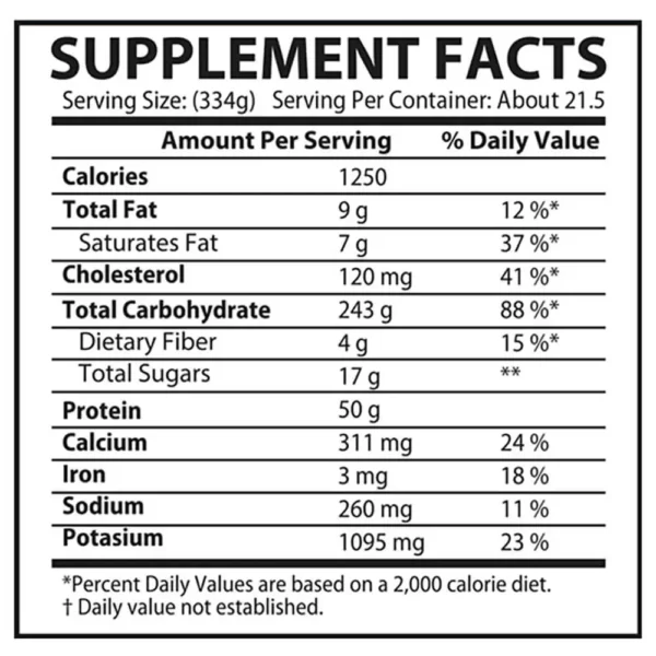 Muscle Rulz Gain Rulz Mass Gainer Vanilla 16lbs Facts