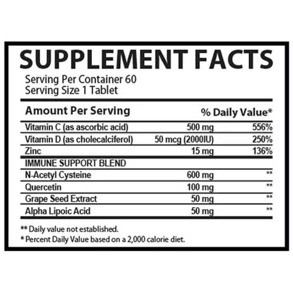 Muscle Rulz Immunity Mix 60 Tablets Facts