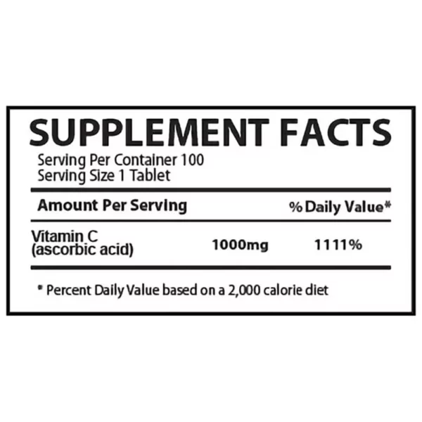 Muscle Rulz Vitamin C-1000 Tablets Facts