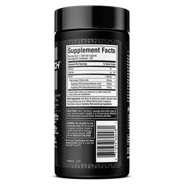 Muscletech Platinum Fish Oil 100 Softgels Facts