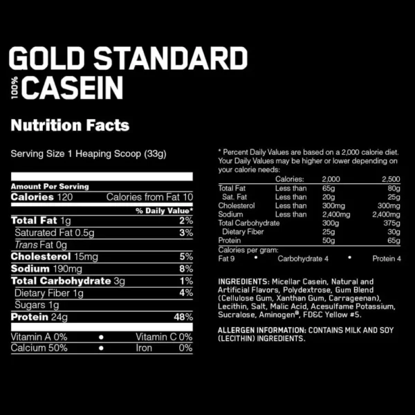 ON Gold Standard Casein Protein 4lbs Facts