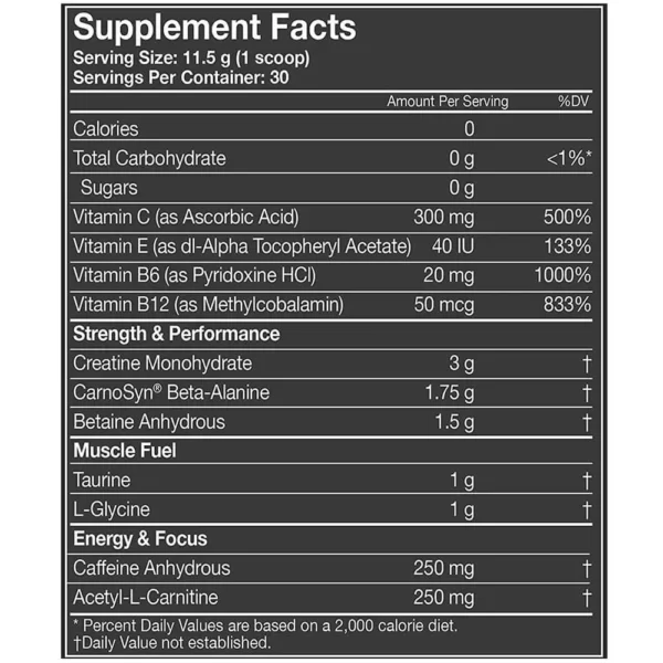 MP Assault Pre-Workout Strawberry Ice 30 Servings Facts