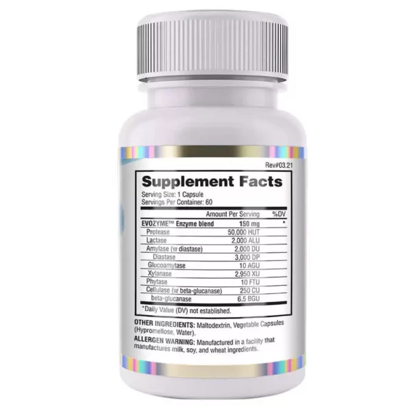 Evogen Evozyme Digestive Support 60 Capsules Facts