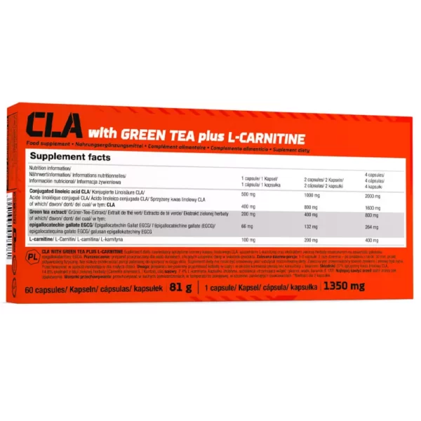Olimp CLA With Green Tea Plus L-Carnitine 60 Capsules Facts