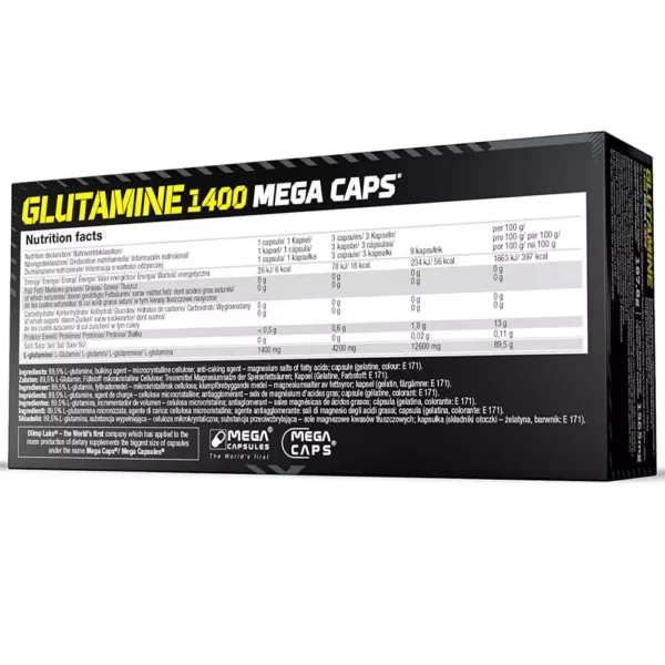 Olimp Glutamine 1400 Mega 120 Capsules Facts