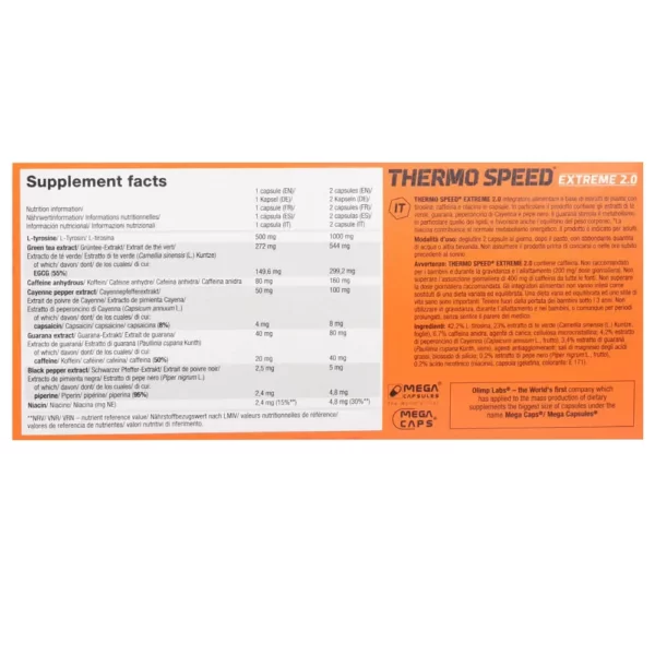 Olimp Thermo Speed 120 Capsules Facts