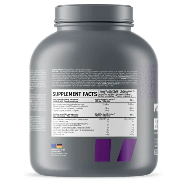 Visly Beef Protein 1800g 60 Servings Facts