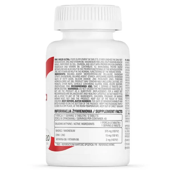 Ostrovit MgZB Professional Vitamins Line 90 Tablets Facts