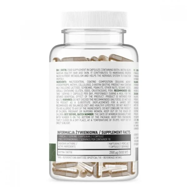 Ostrovit Biotin 2500 microgram 90 Capsules Facts