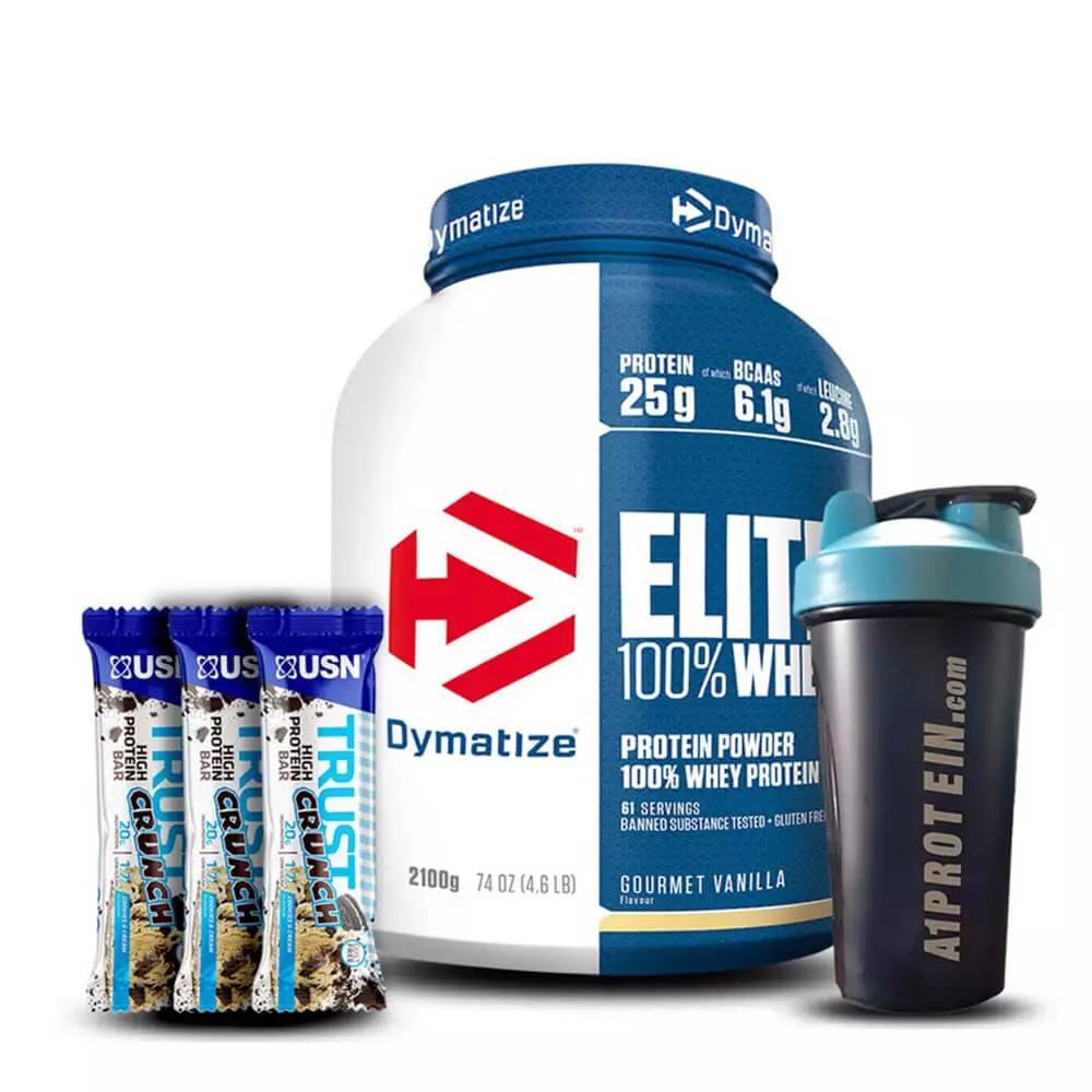 Dymatize Elite Whey Protein 2.3kg + Free USN Trust Crunch Bar & Shaker