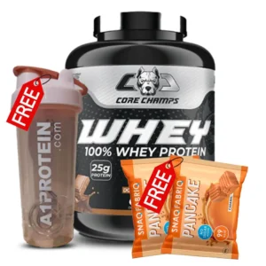 Core Champs 100% Whey Protein: 65 Servings with Free Shaker & Pancake