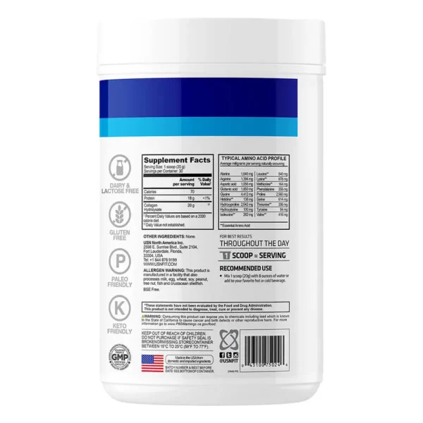 Usn Vibrance Collagen Peptides Unflavor 600g (2)