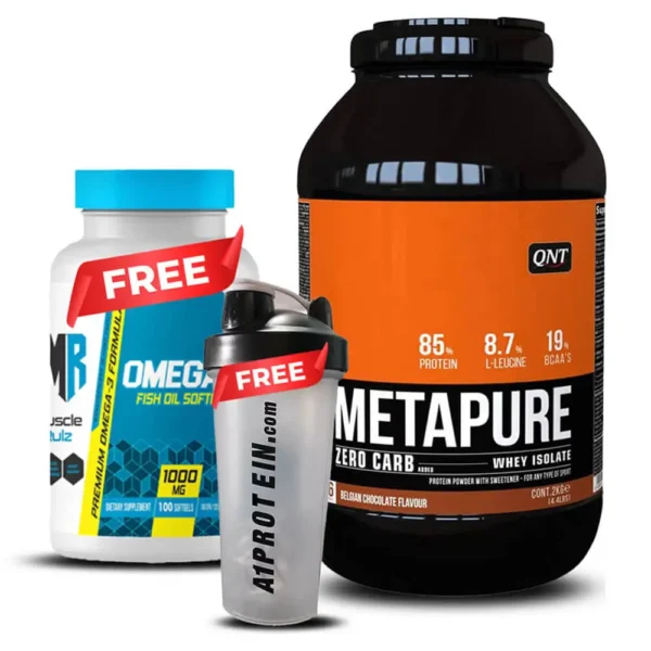 QNT Metapure 2kg Belgian Chocolate + Free Omega-3 & Shaker