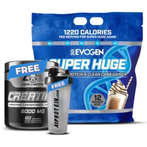 Evogen Super Huge Chocolate Shake 12Lb + Free Core Champ Creatine & Shaker
