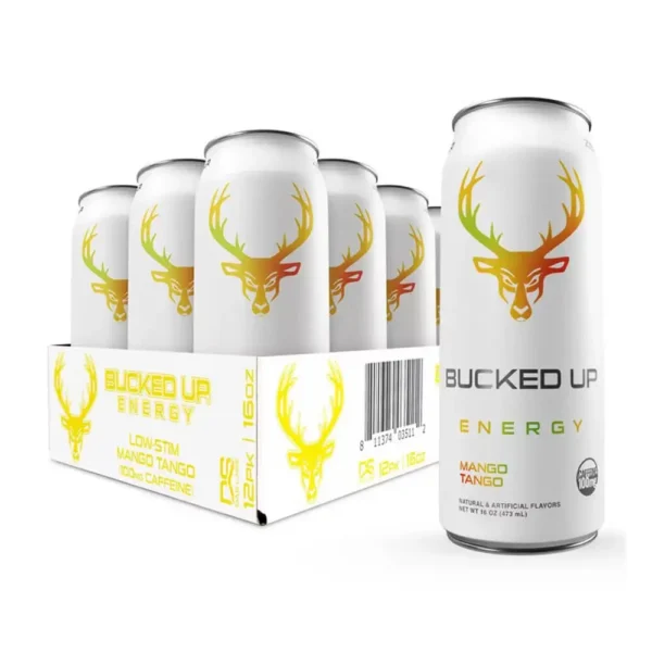Bucked Up RTD Energy Drink 473 ml, pack of 12, mango tango