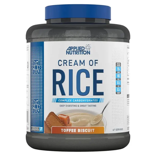 Applied nutrition cream of rice, toffee biscuit
