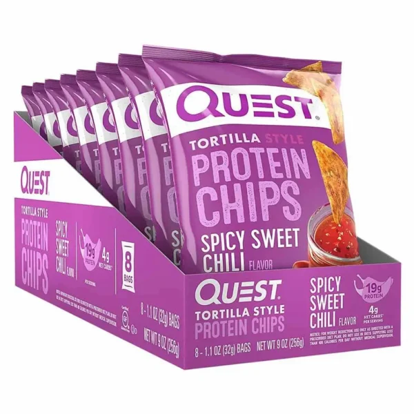 Quest Tortilla Protein Chips Pack of 8 Spicy Sweet Chilli Flavor
