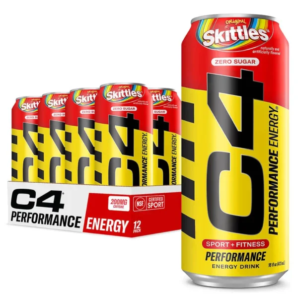 Cellucor C4 Performance Energy Drink, Zero Sugar, SKITTLES, 473ml Pack of 12